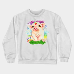 Gay Pride - Cute Birthday Party Pig - watercolor Crewneck Sweatshirt